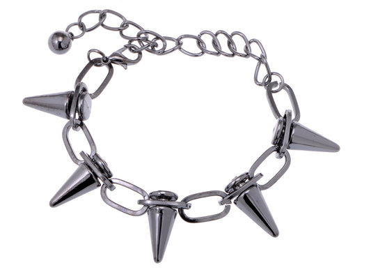 Five Point Studded D Punk Rock Chain Link Bracelet