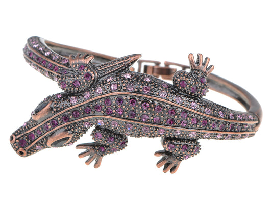 Copper Amethyst Colored Alligator Crocodile Bangle Bracelet