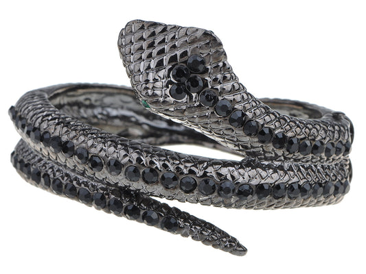 Gun Black Antique Snake Wrap Bangle Bracelet