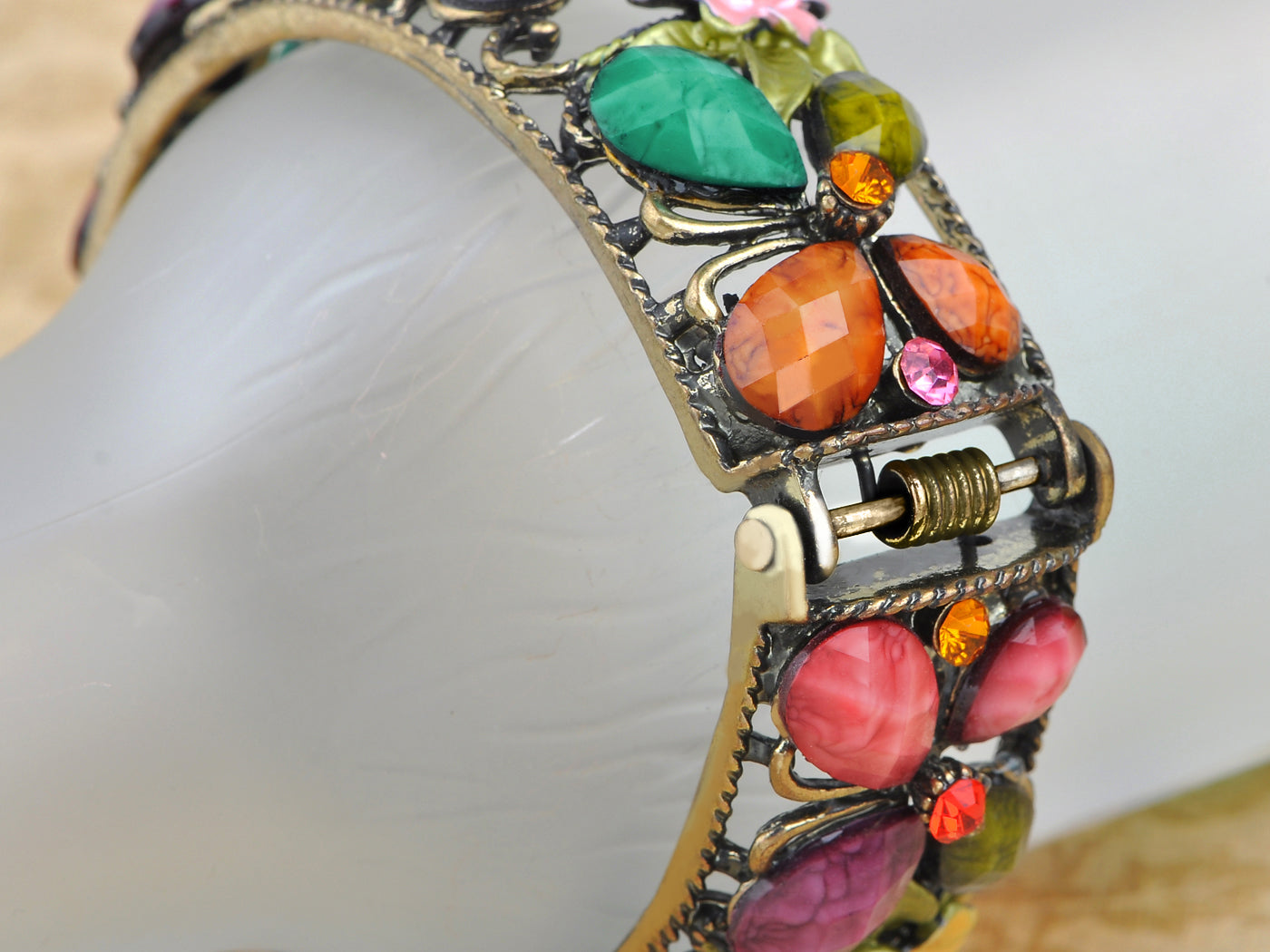Multicolor Abstract Butterfly Insect Flower Garden Bangle Cuff Bracelet