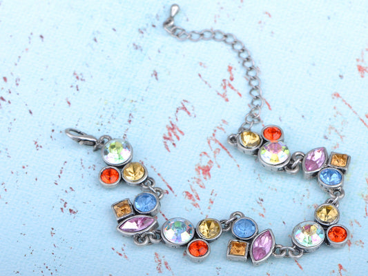 Matt Silver Multicolor Acry Trinket Charm Bracelet