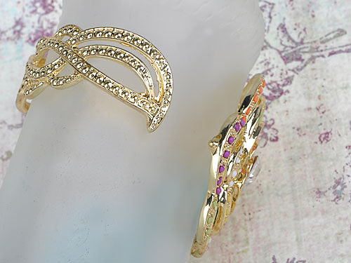 Exquisite Spring Easter Multi Colorful Pastel Beads Flower Leaf Big Bangle Bracelet