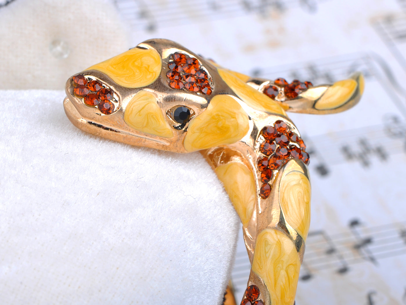 Yellow Smoked Abstract Spots Red Scales Topaz Coil Snake Bracelet