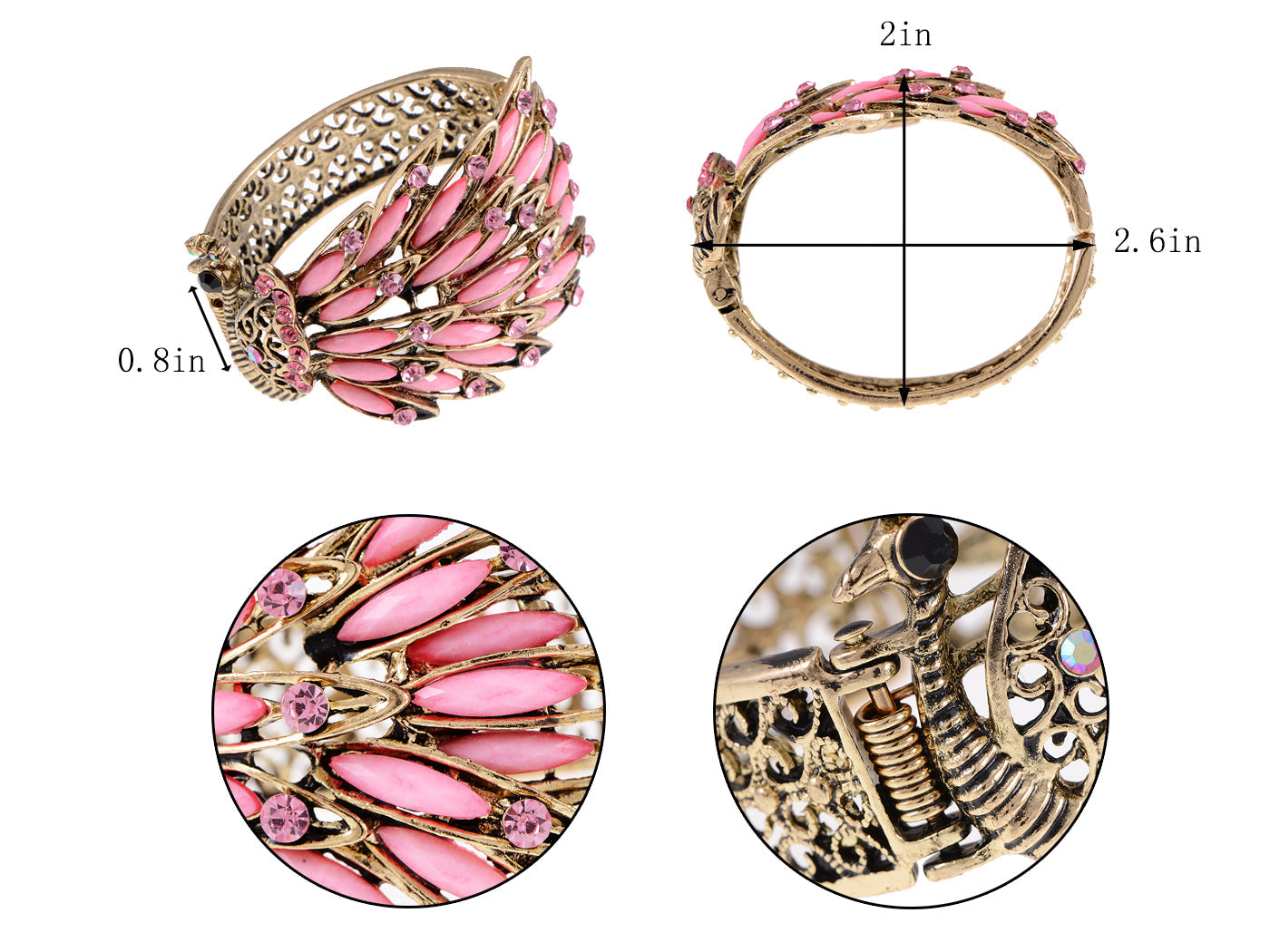 Vintage Peacock Bangle Bracelet With Turquoise Blue Gems