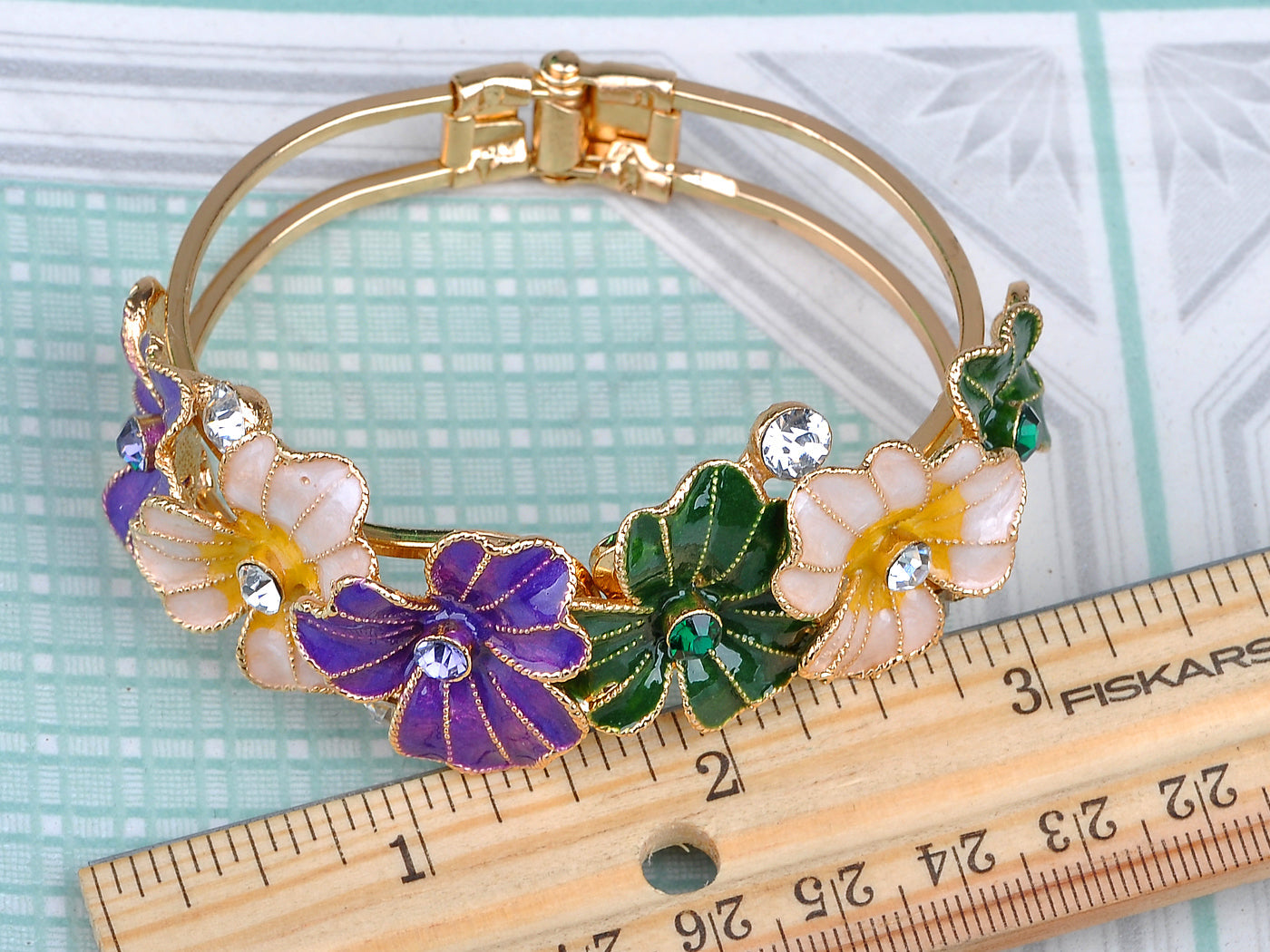 Multicolor Abstract Butterfly Insect Flower Garden Bangle Cuff Bracelet