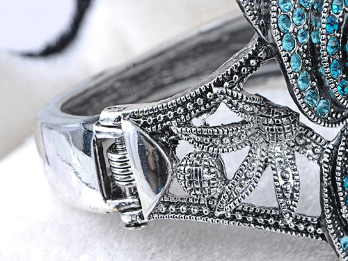 Iridescent Sapphire Colored Butterfly Cuff Bracelet