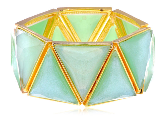 Mint Green Egyptian Pyramid Style Statement Bracelet With D Accents