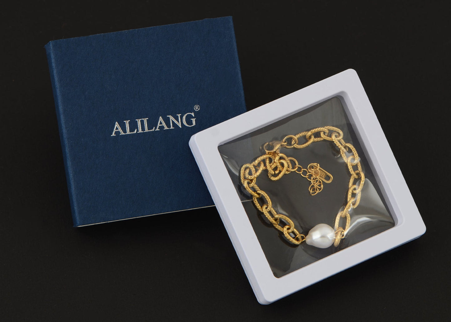 18K Gold-Plated Pearl Link Bracelet - Stainless Steel Pearl Bead Chain Bracelet Boho Chic Jewelry for Valentine's Day Birthdays