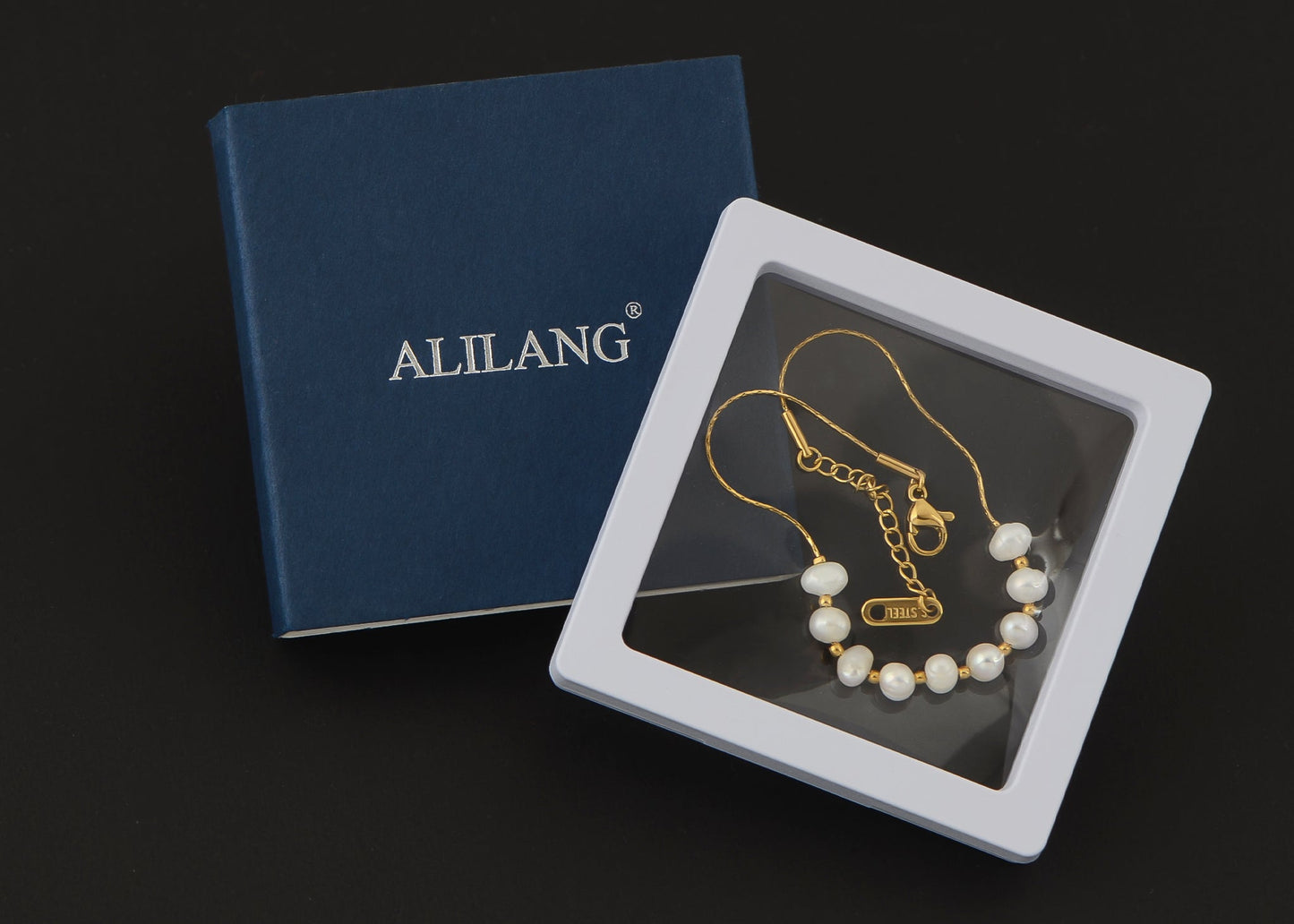 18K Gold-Plated Pearl Link Bracelet - Stainless Steel Pearl Bead Chain Bracelet Boho Chic Jewelry for Valentine's Day Birthdays