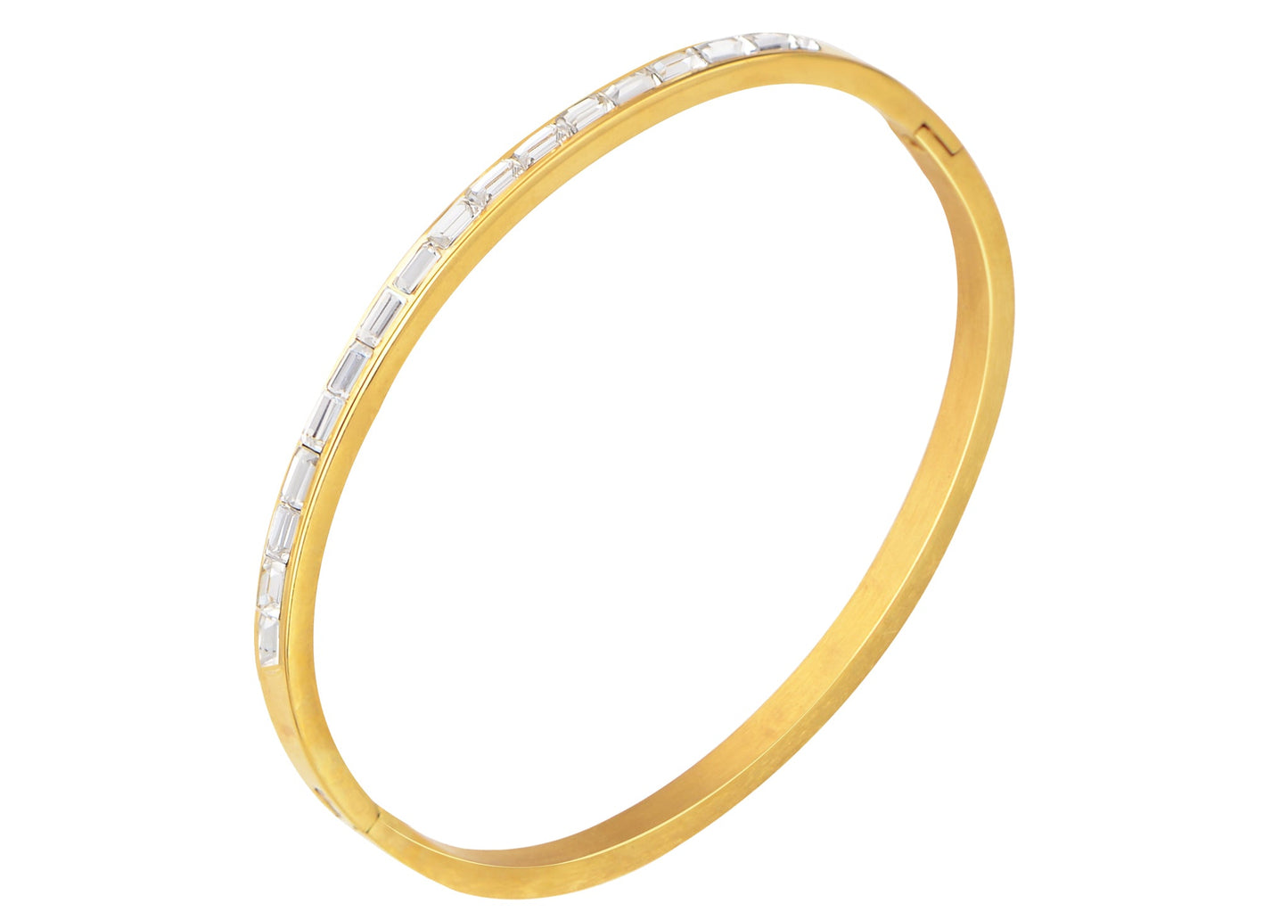 18K Gold Plated Bangle Bracelets for Women with Cubic Zirconia Stainless Steel Friendship Bracelet Jewelry for Christmas