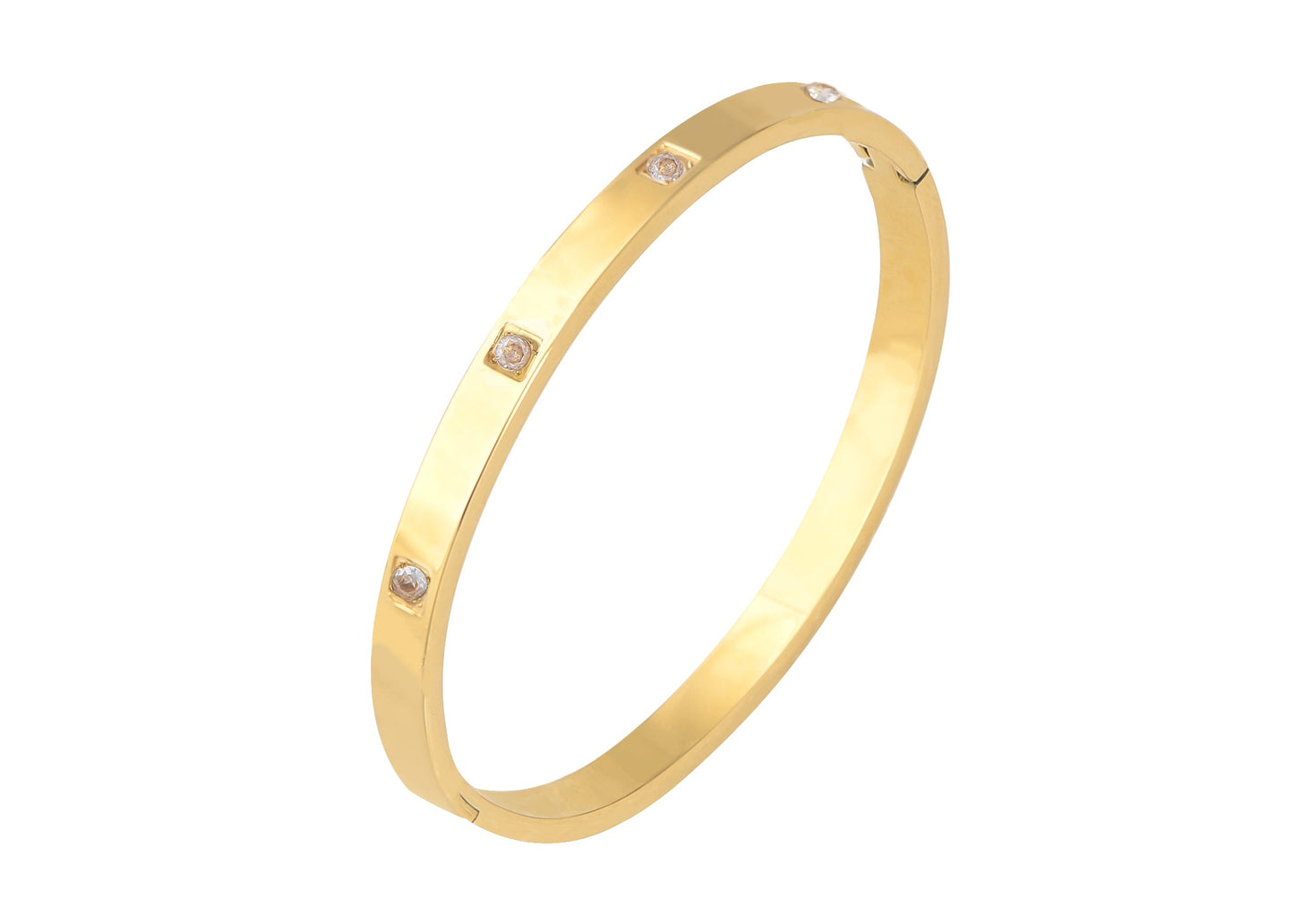 18K Gold Plated Bangle Bracelets for Women with Cubic Zirconia Stainless Steel Friendship Bracelet Jewelry for Christmas