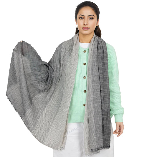 Lightweight Cotton Linen Scarf Striped Fashion Wrap Shawl for Women Men