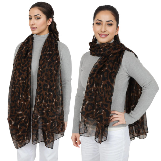 Classic Leopard Print Scarf Lightweight Shawl Wrap Head Scarves