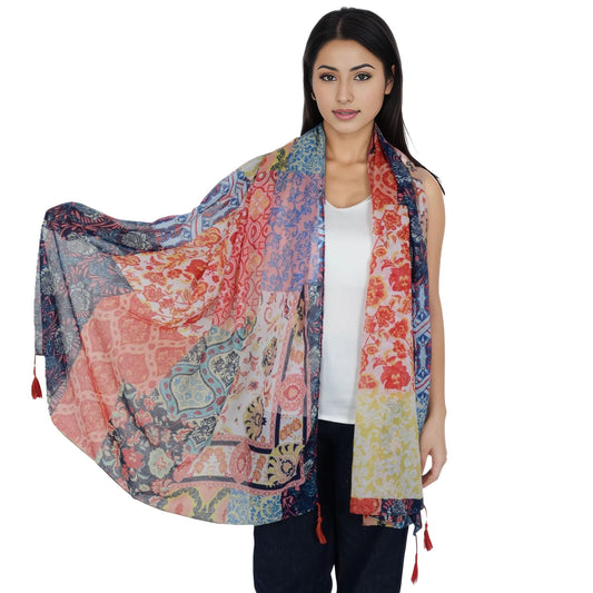 Boho Floral Printed Scarf Fashion Fringed Colorful Shawl Wrap Scarves