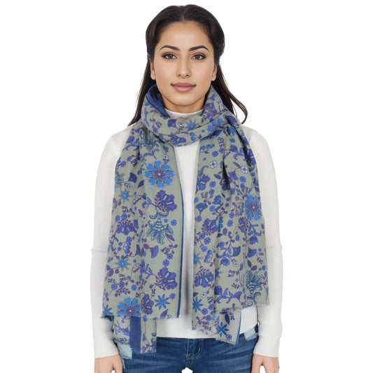 Floral Print Scarf Soft Cashmere Feel Shawl Wrap Winter Scarves for Women 74.8 x 25.6 inch