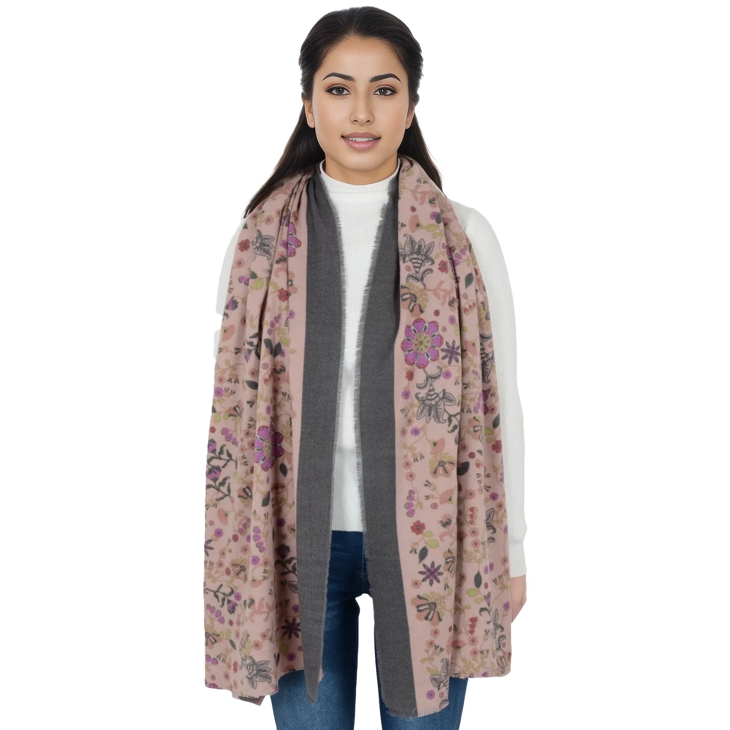 Floral Print Scarf Soft Cashmere Feel Shawl Wrap Winter Scarves for Women 74.8 x 25.6 inch