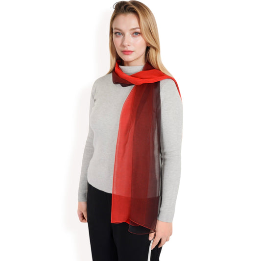 Lightweight Gradient Chiffon Scarves with Flowing Ruffled Edges in Vibrant Multi-Color Designs