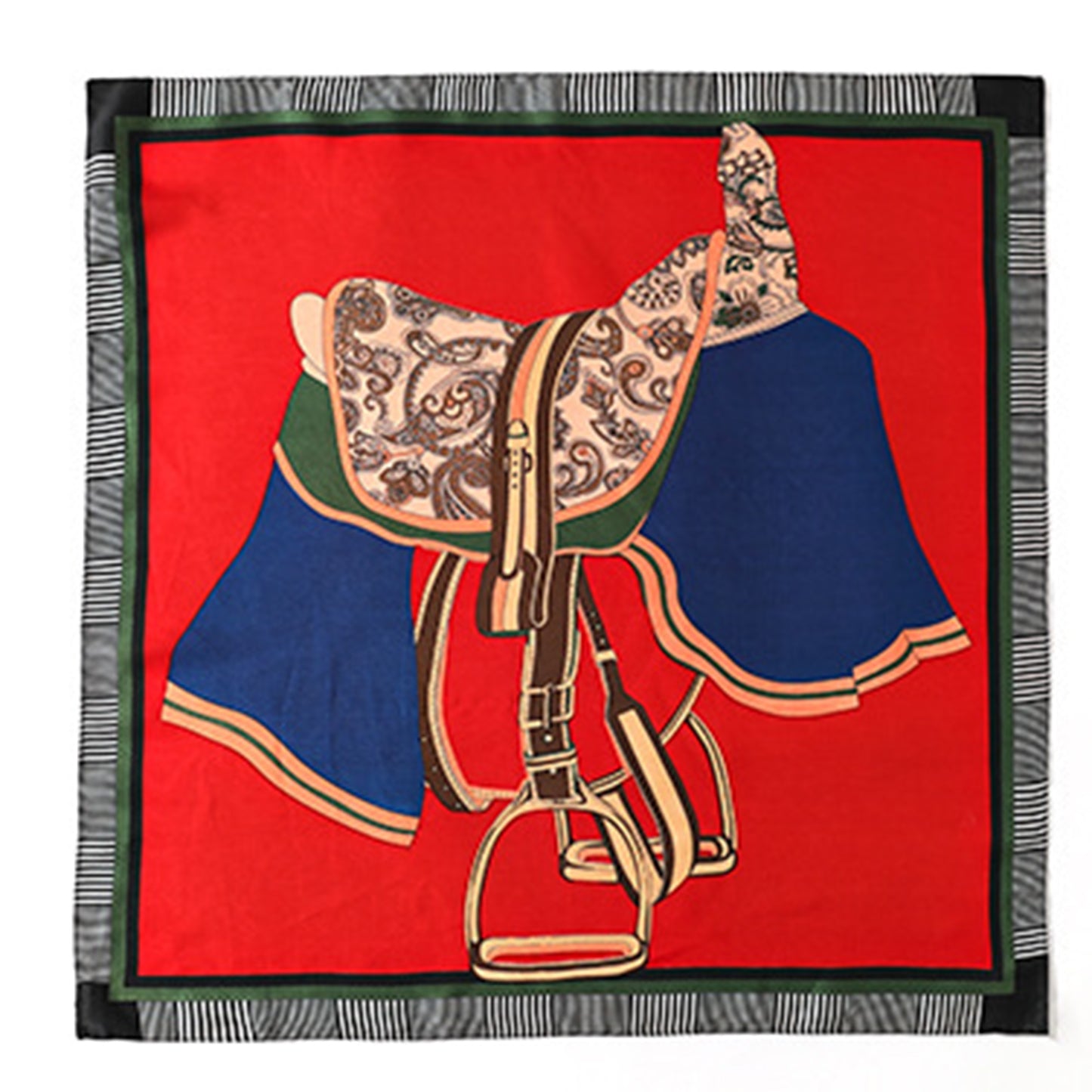 Women's Colorful Boho Patterned Satin Scarf with Abstract Print for Neck Hair or Handbag Accent