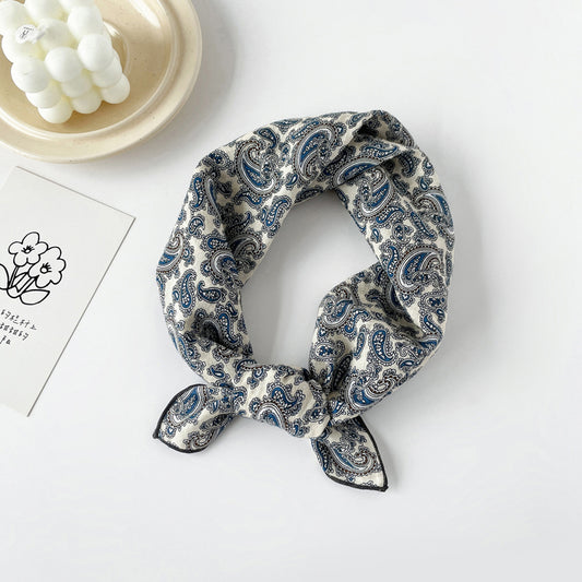 Women¡¯s Cotton Square Scarf with Floral and Paisley Print for Neck Hair and Handbag Styling - 22.8IN¡Á22.8IN