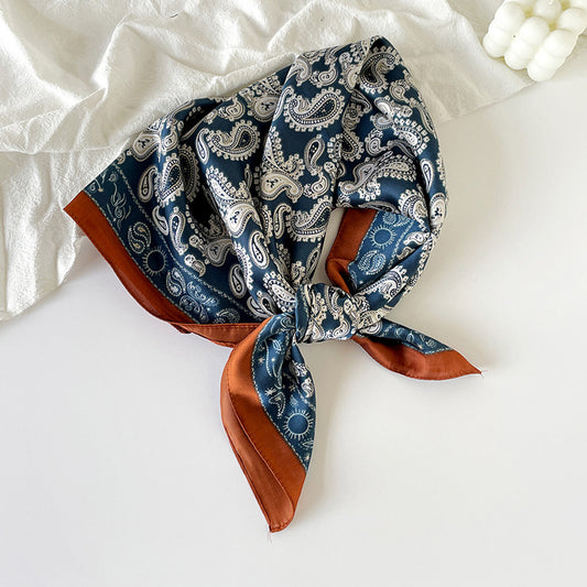 Satin Scarf Premium Cashew Print Square Print Neck Head Bag Accessory - 27.5IN¡Á27.5IN