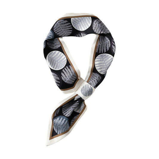 Leaf Print Silky Scarf with Lightweight Fabric Modern Square Design and Smooth Finish