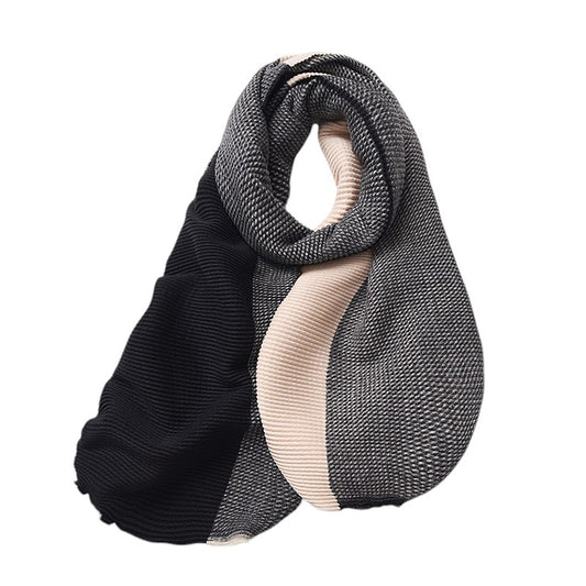 Color Block Woven Scarf with Soft Cozy Fabric Modern Neutral Tones and Textured Design