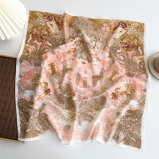Vintage Landscape Print Square Scarf 26.7¡Á26.7 Inches