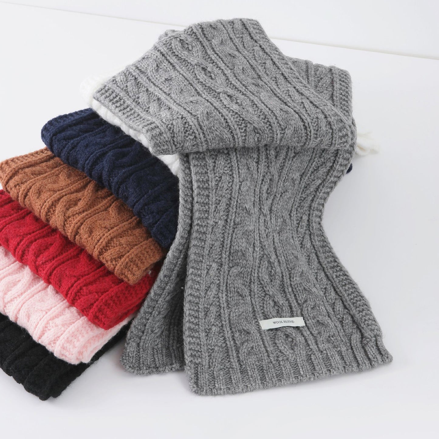 Cable Knit Scarf with Soft Textured Wool-Blend Yarn and Classic Ribbed Edges for Warm Comfortable Layering in a Cozy Finish