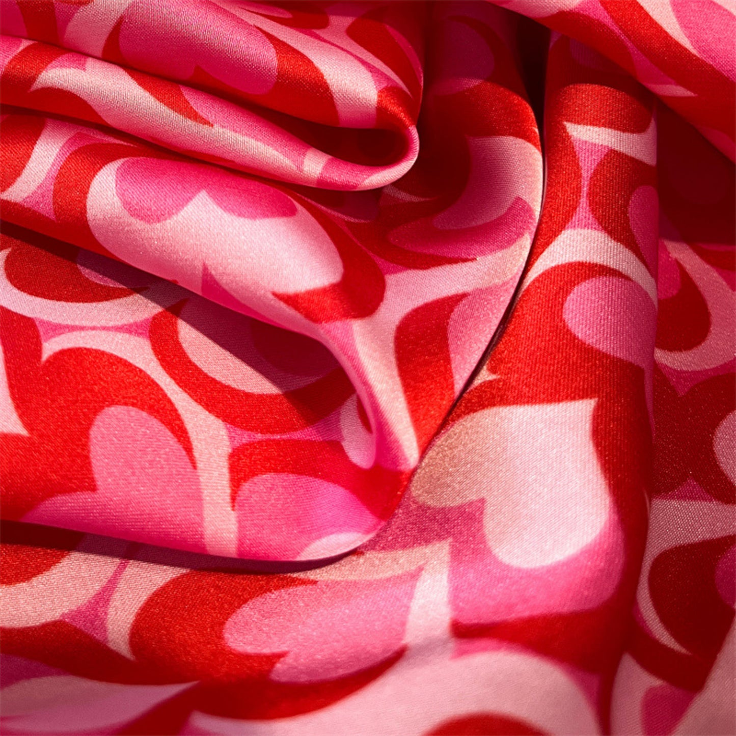 Heart Print Square Satin Scarf Smooth Lightweight Fabric Stylish Neck Hair Accessory 27.5x27.5in