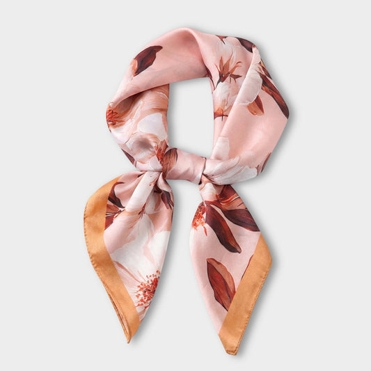 Satin Floral Print Square Scarf Soft Lightweight Fashion Accessory 27.5¡Á27.5inches