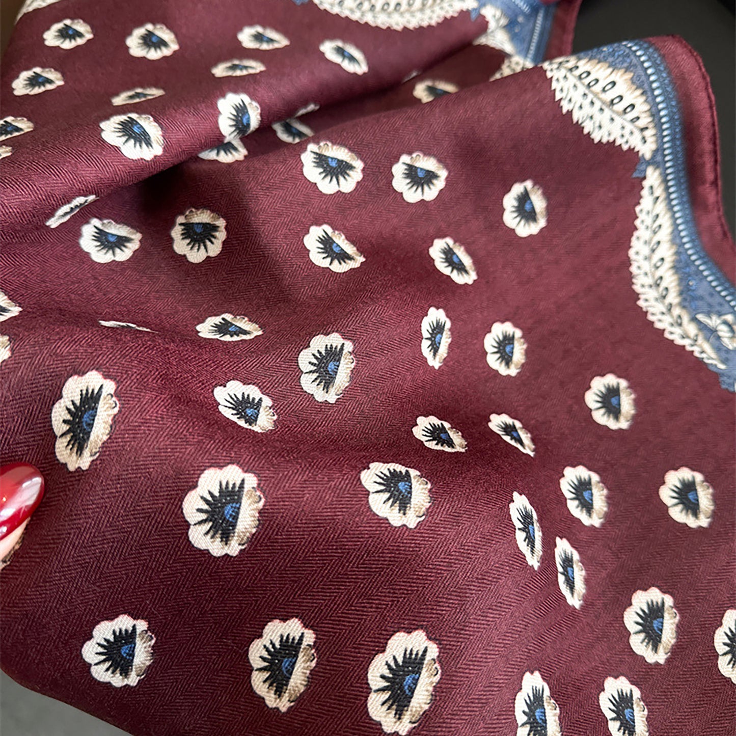 Women Square Scarf with Floral Border Soft Lightweight Fashion Accessory 27.5¡Á27.5inches