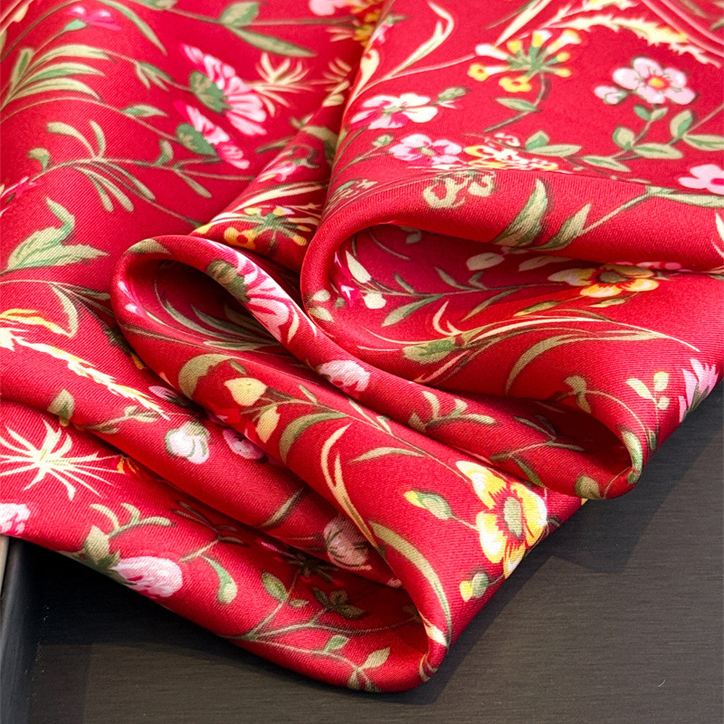 Floral Print Square Scarf Elegant Lightweight Fashion Neck Wrap