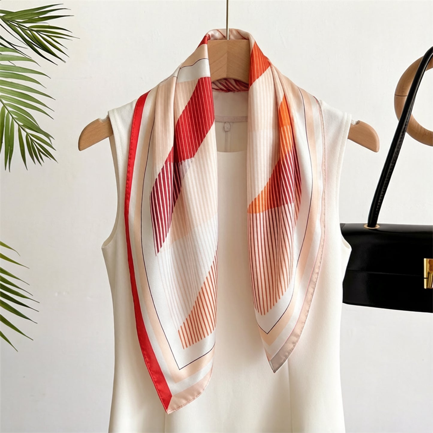 Modern Colorblock Stripe Square Scarf Elegant Fashion Neck Wrap
