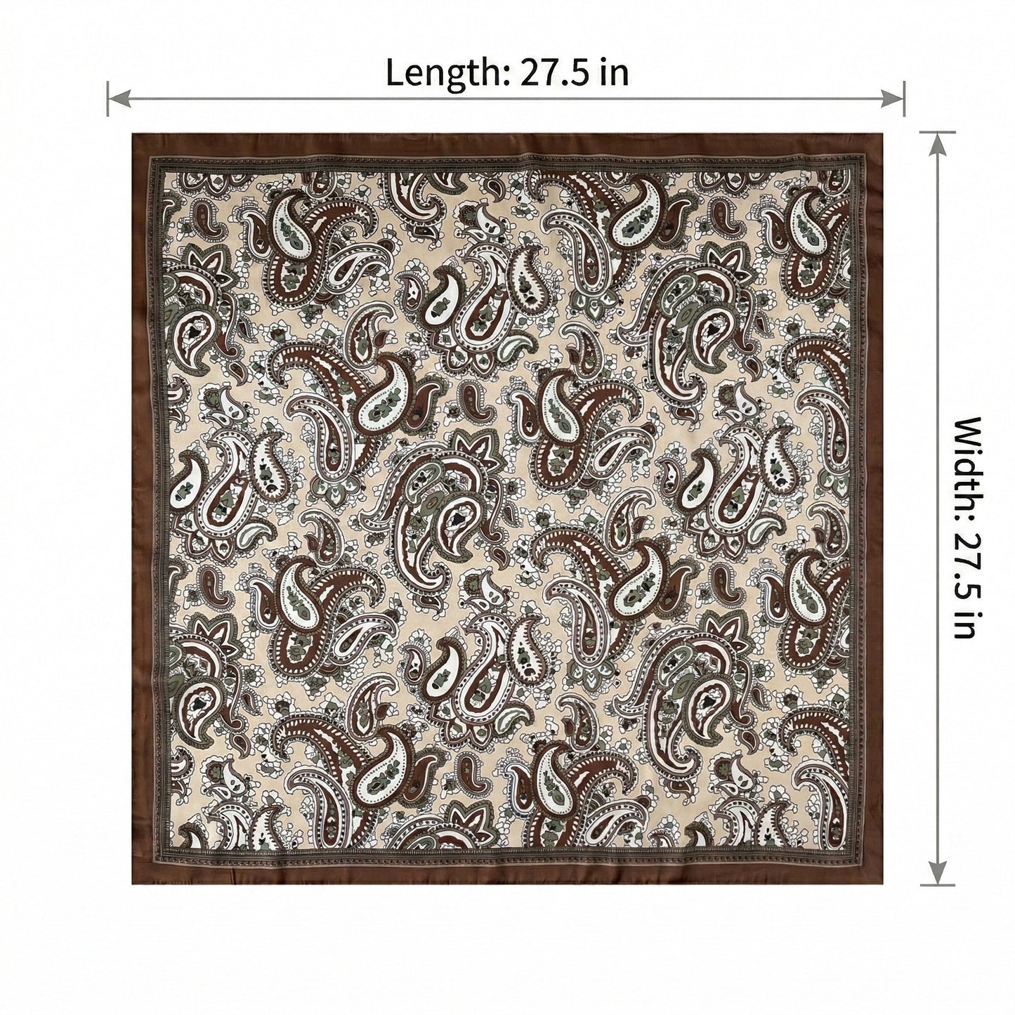 Square Paisley Silk Feel Scarf Lightweight Printed Neck Hair Scarf 27.5 Inch