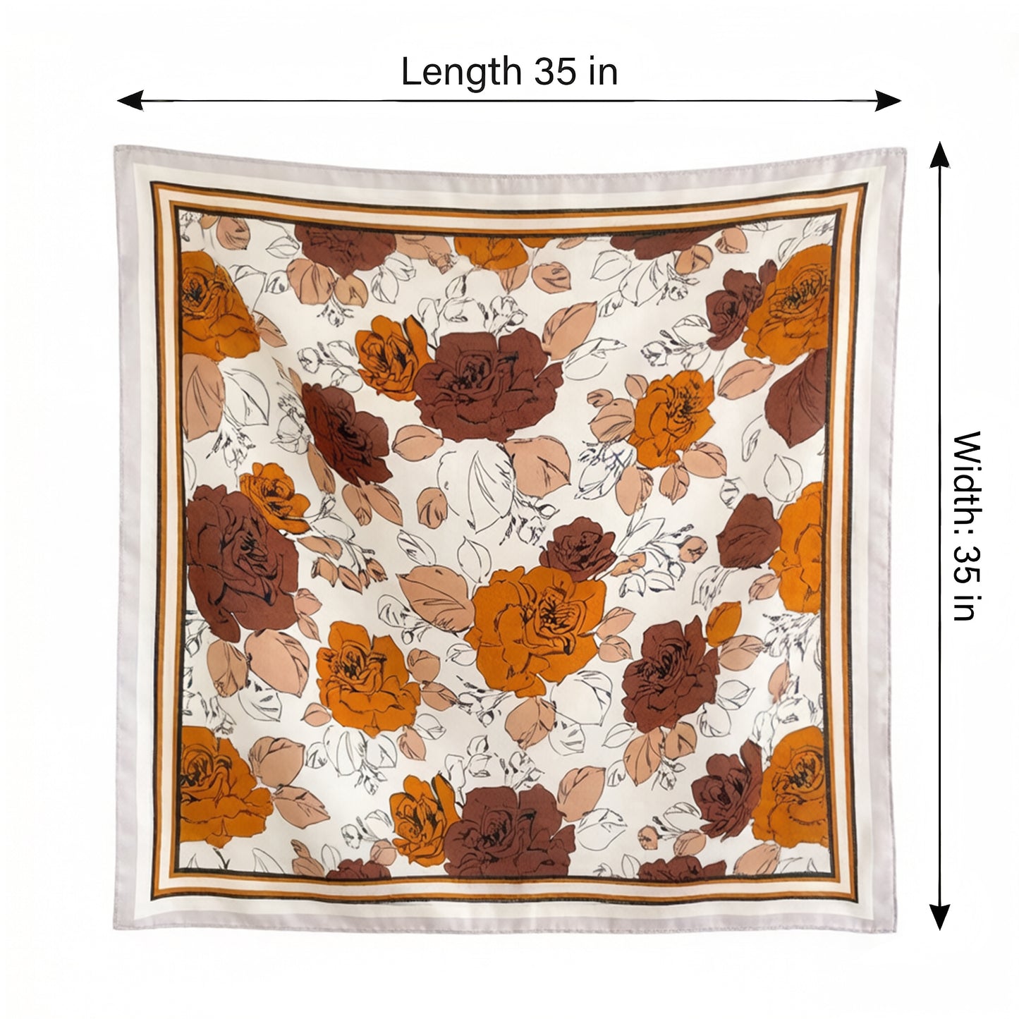 Large Floral Square Scarf 35 Inch Lightweight Fashion Head Neck Shawl Wrap