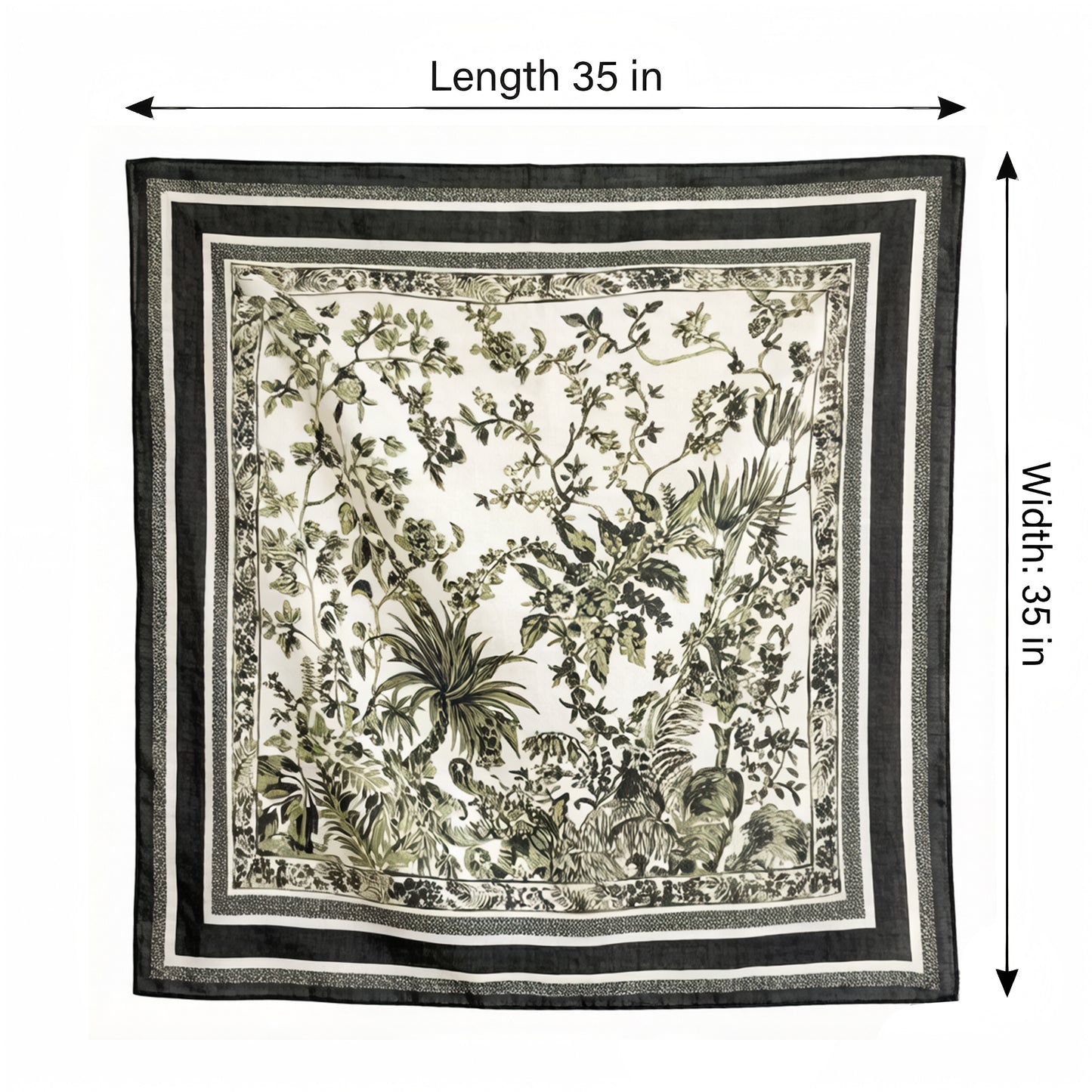 Large Botanical Square Scarf 35 Inch Lightweight Fashion Neck Hair Shawl Wrap