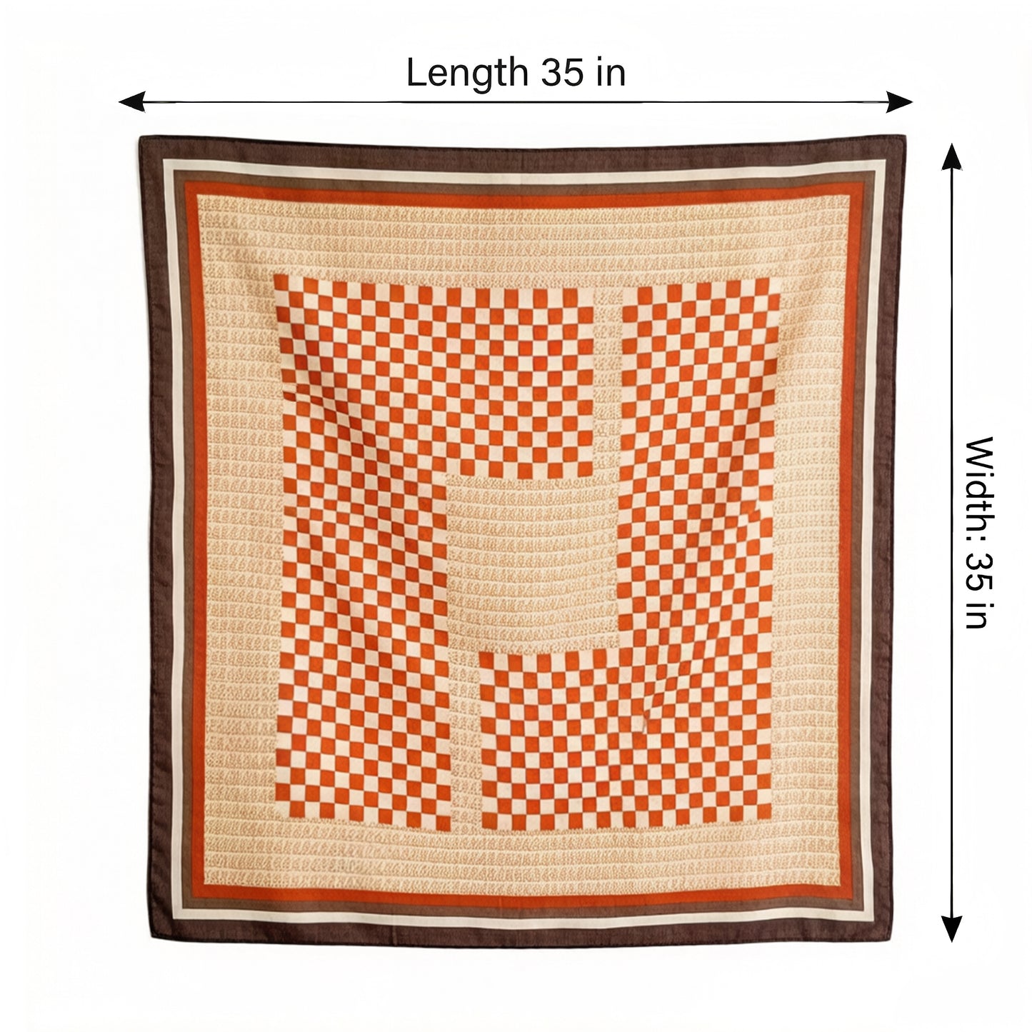 Checkered Large Square Scarf Lightweight Head Neck Hair Wrap 35 Inch