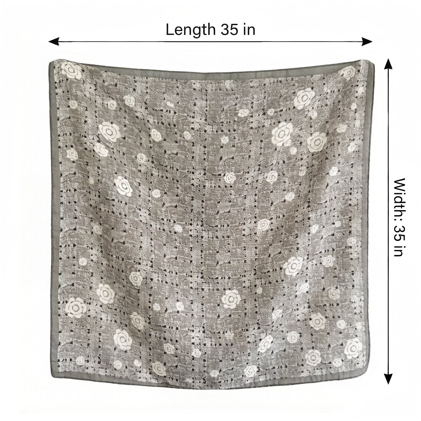 Floral Large Square Scarf Lightweight Head Neck Hair Wrap Shawl 35 Inch