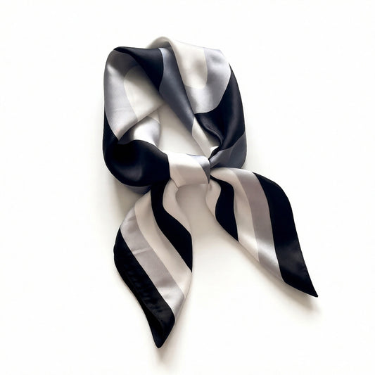 Geometric Color Block Square Satin Scarf Lightweight Hair Neck Accessory