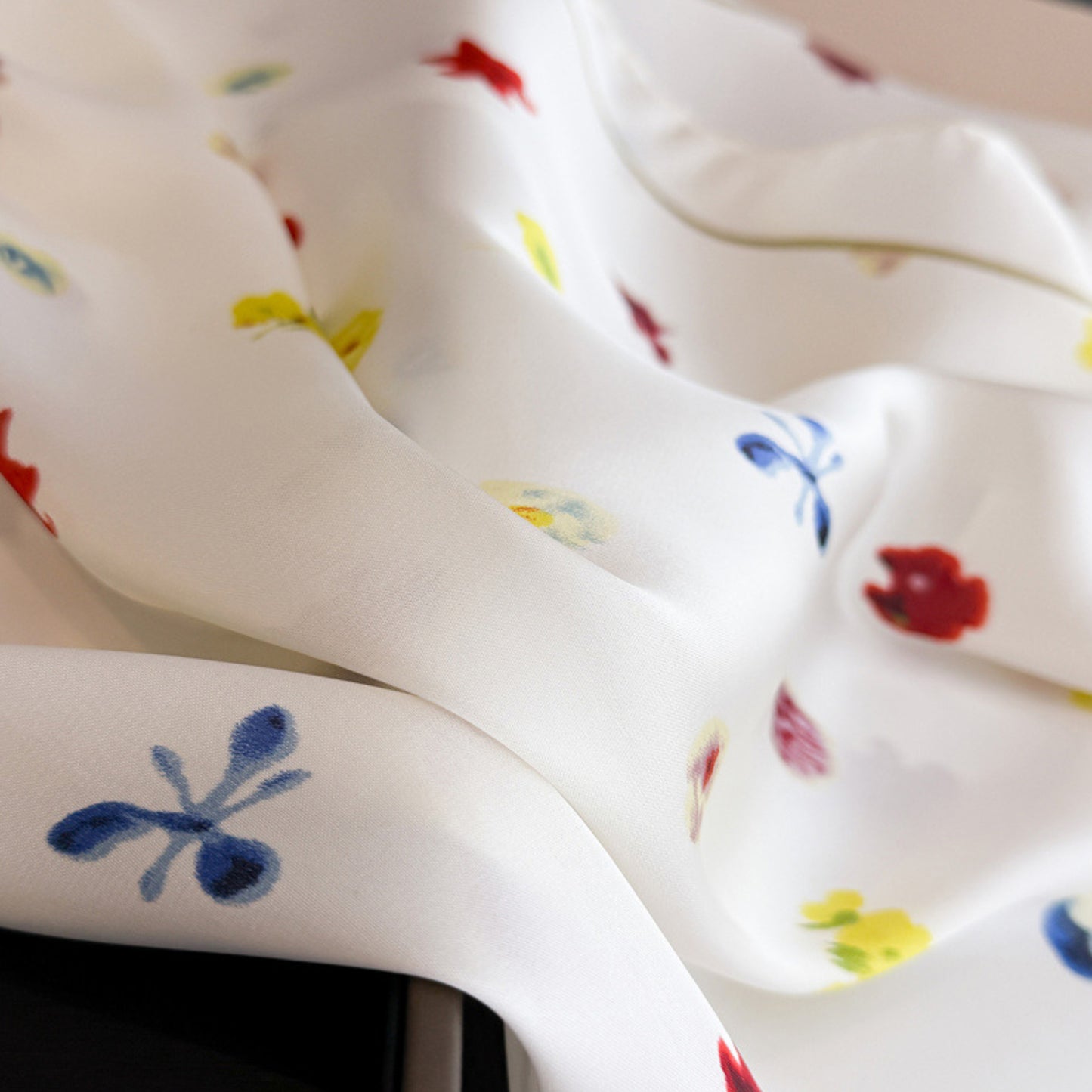 Floral Print Square Satin Scarf Lightweight Soft Hair Neck Accessory