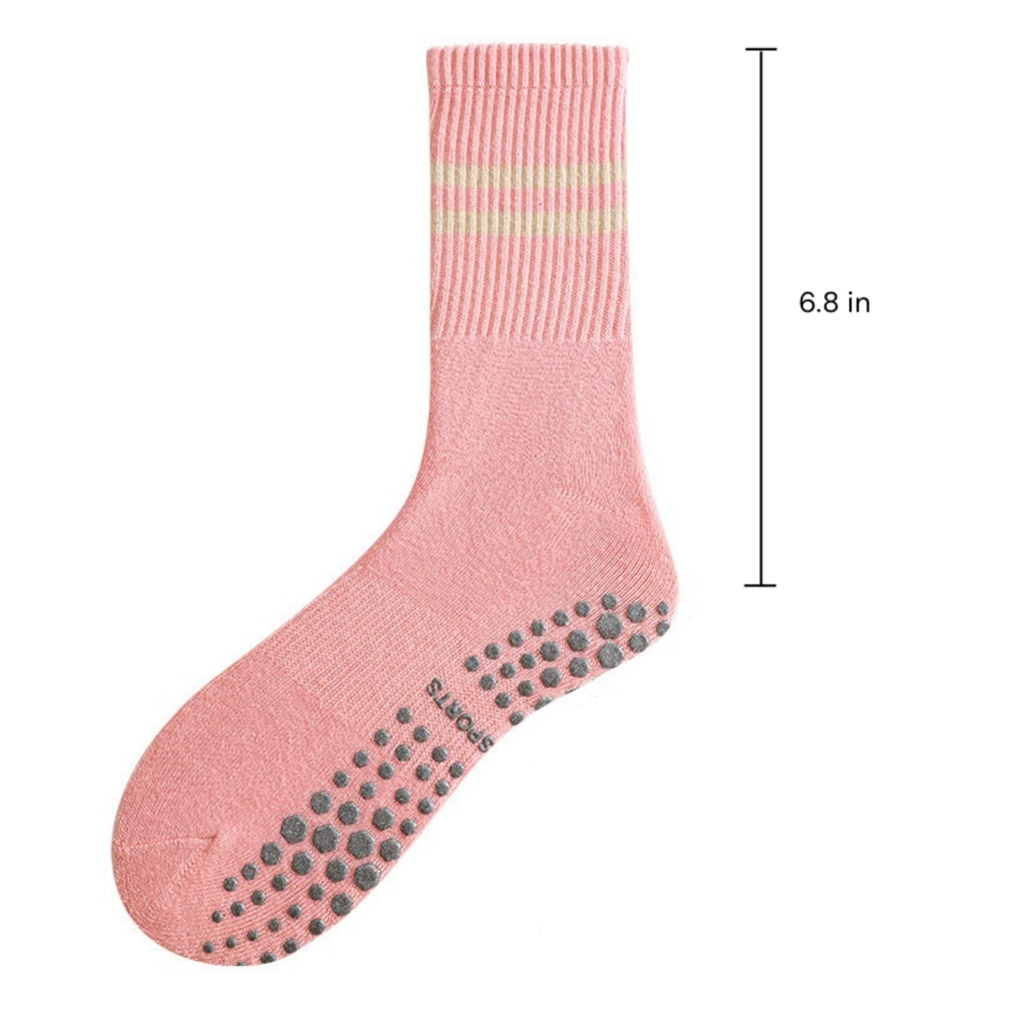 3-Pack Non-Slip Athletic Crew Socks with Striped Detail and Cushioned Support