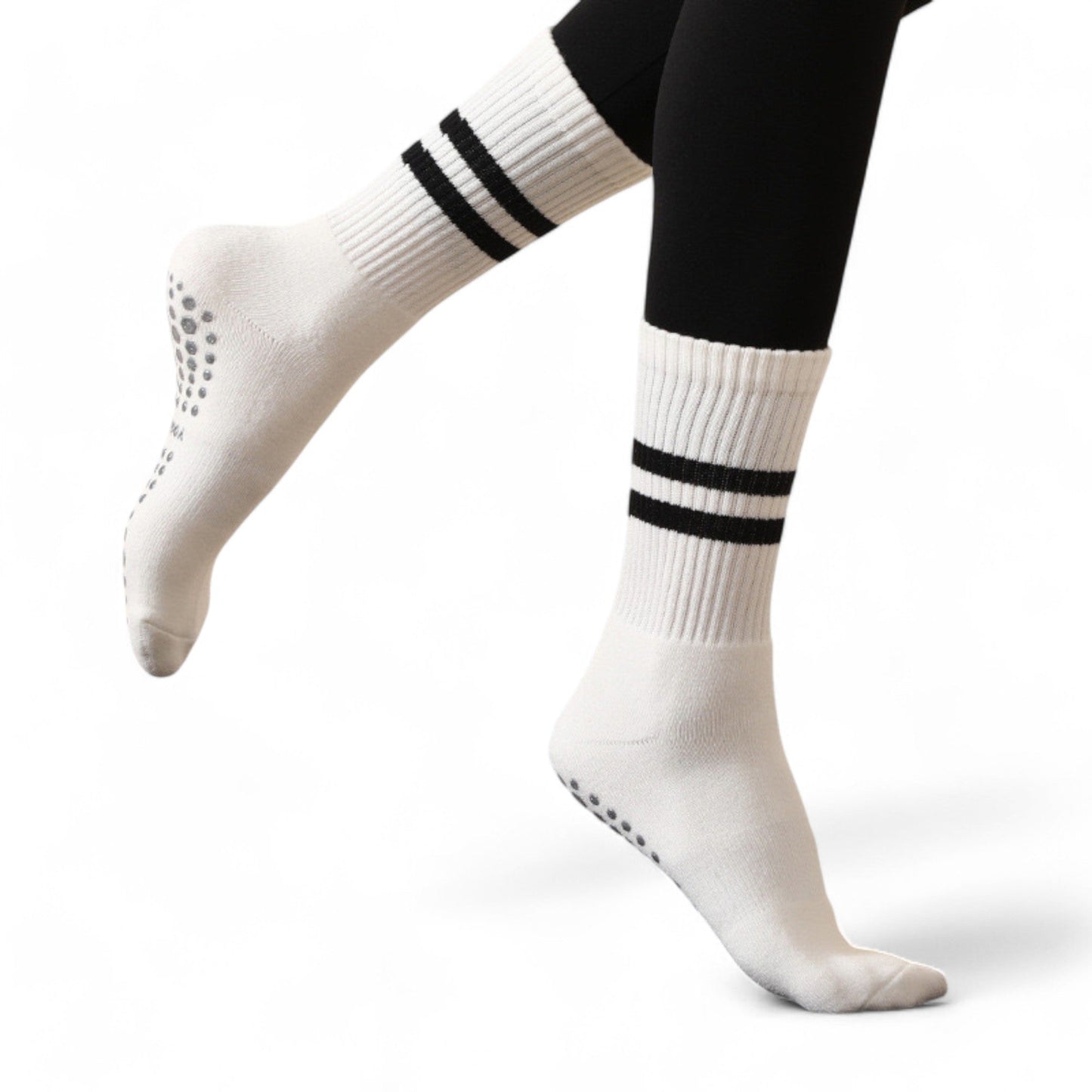3-Pack Non-Slip Athletic Crew Socks with Striped Detail and Cushioned Support