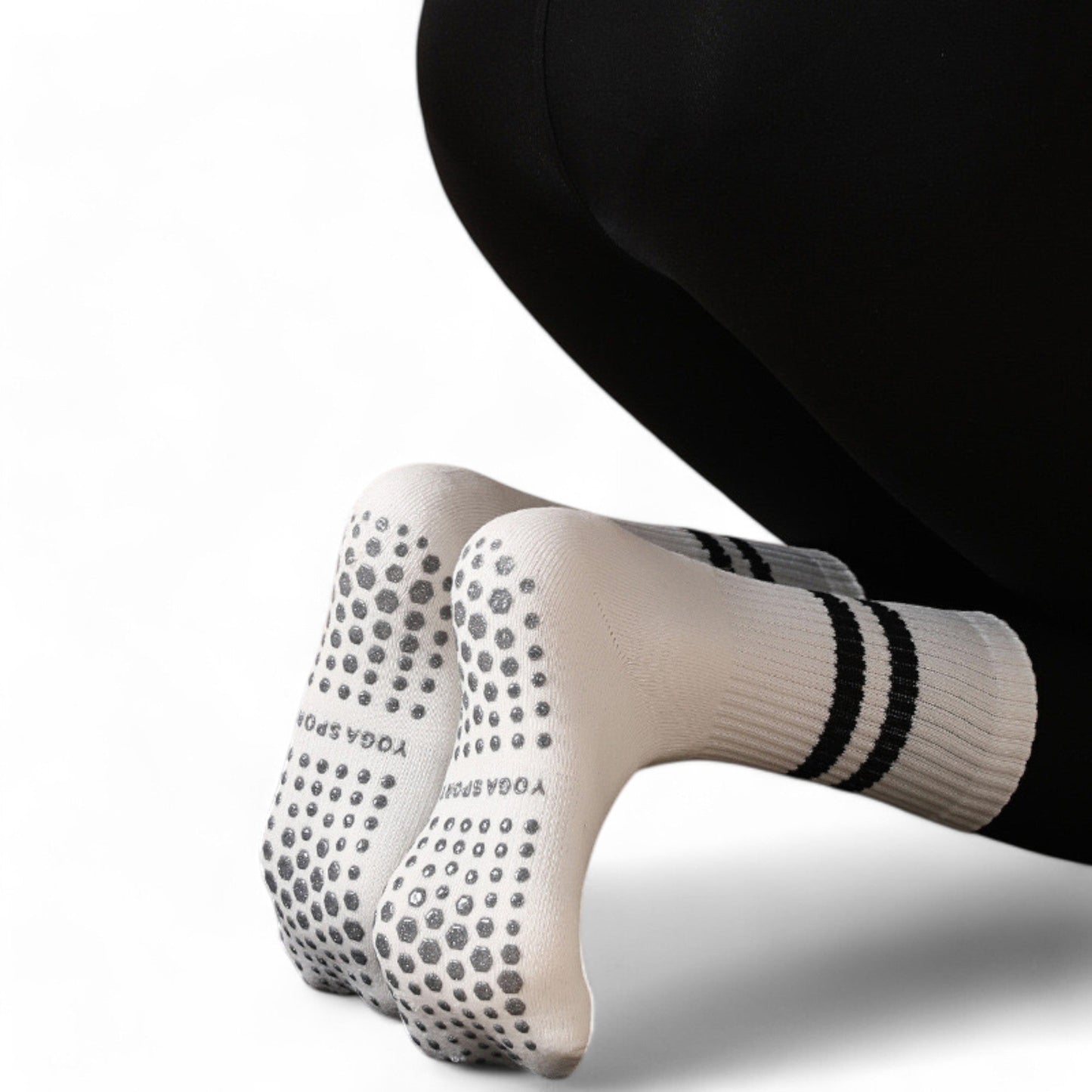 3-Pack Non-Slip Athletic Crew Socks with Striped Detail and Cushioned Support