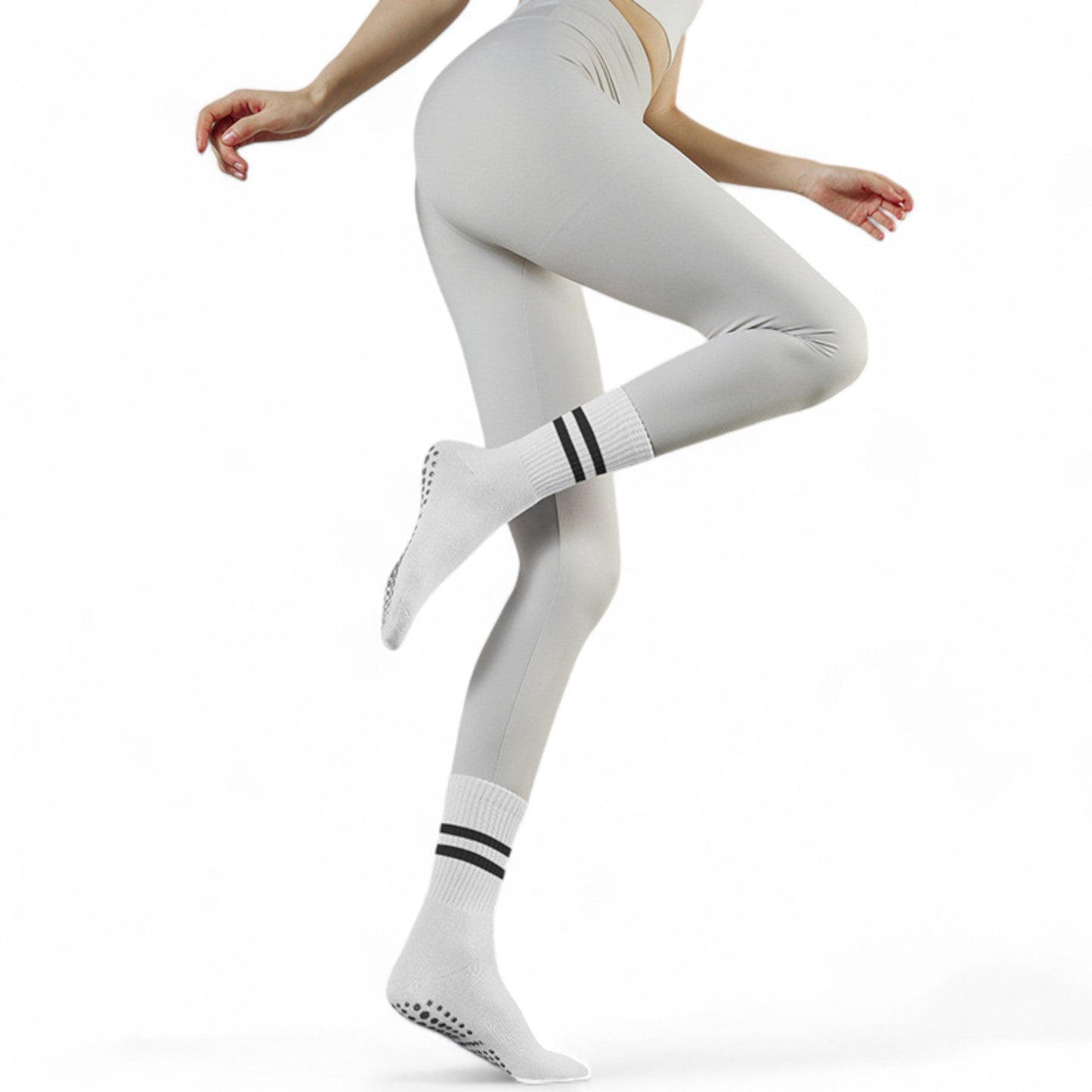 3-Pack Non-Slip Athletic Crew Socks with Striped Detail and Cushioned Support