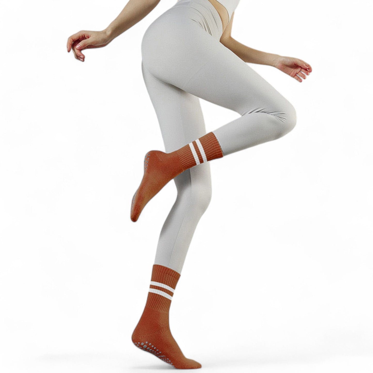 3-Pack Non-Slip Athletic Crew Socks with Striped Detail and Cushioned Support