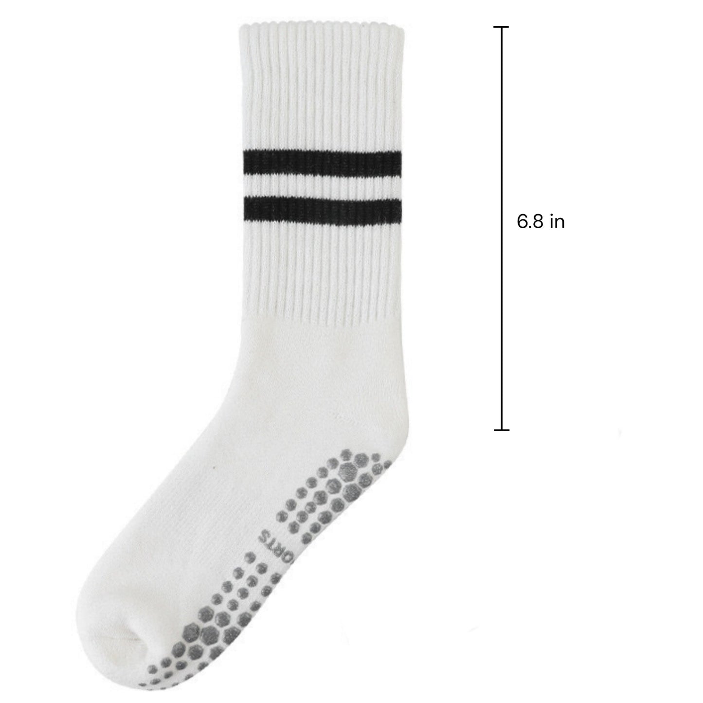 3-Pack Non-Slip Athletic Crew Socks with Striped Detail and Cushioned Support
