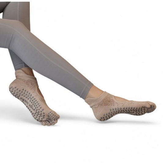 2-Pack Non-Slip Five-Toe Yoga Socks with Open Top Design for Stability and Comfort