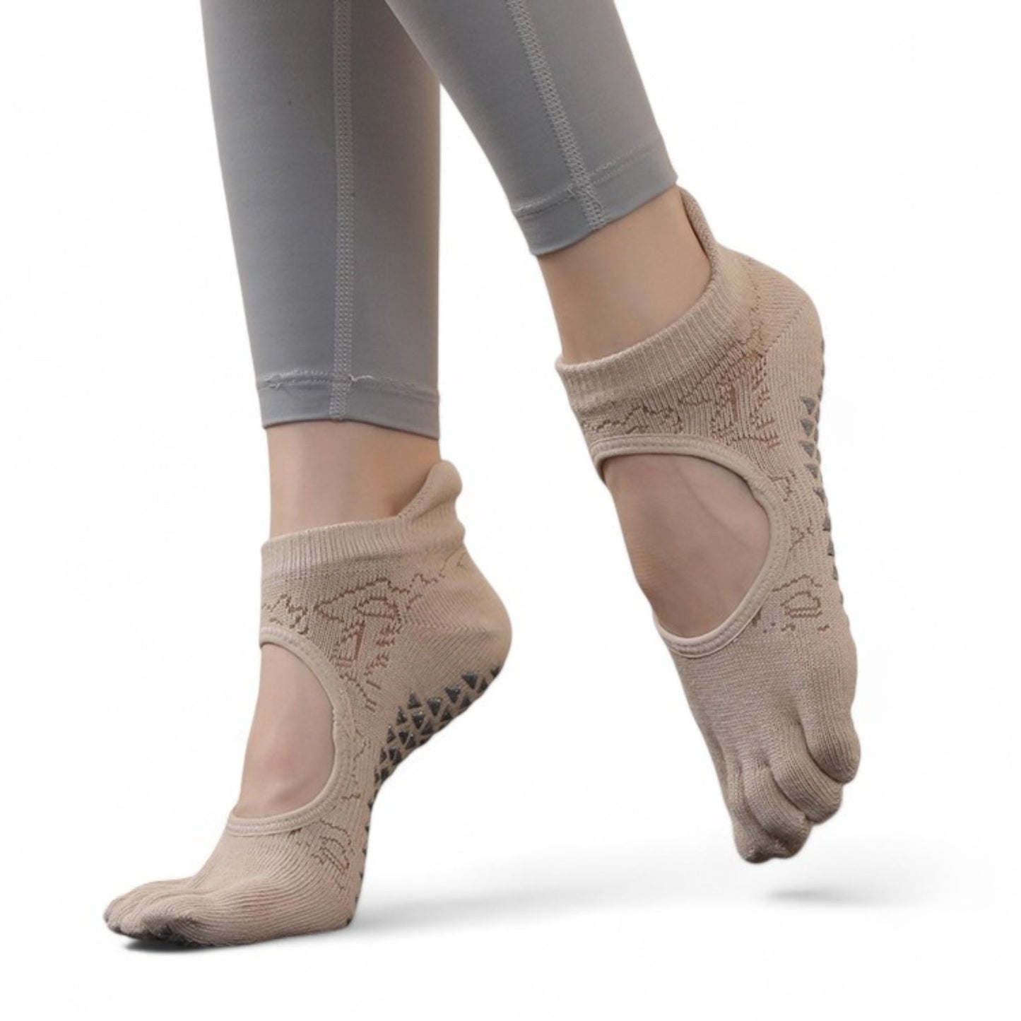 2-Pack Non-Slip Five-Toe Yoga Socks with Open Top Design for Stability and Comfort