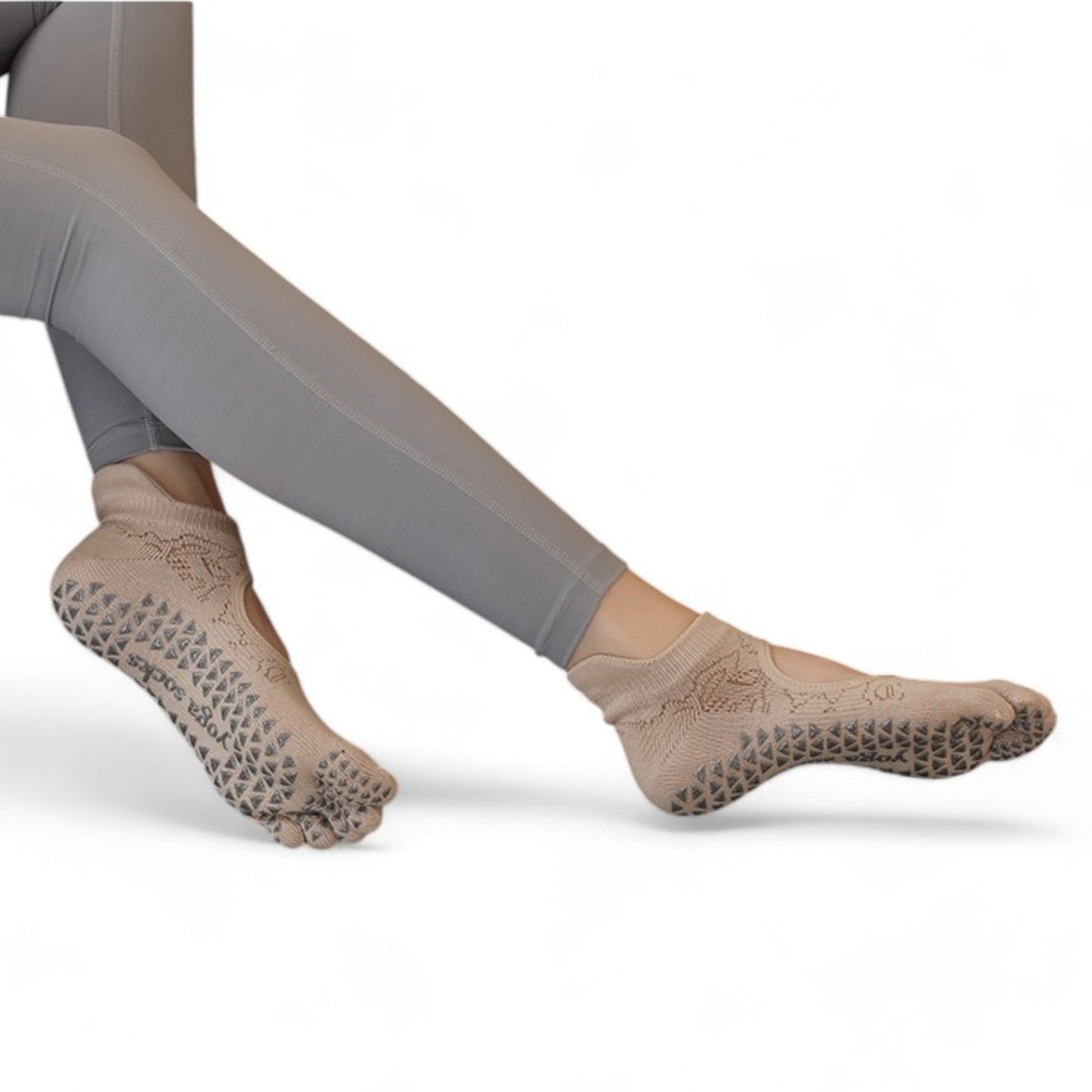 2-Pack Non-Slip Five-Toe Yoga Socks with Open Top Design for Stability and Comfort