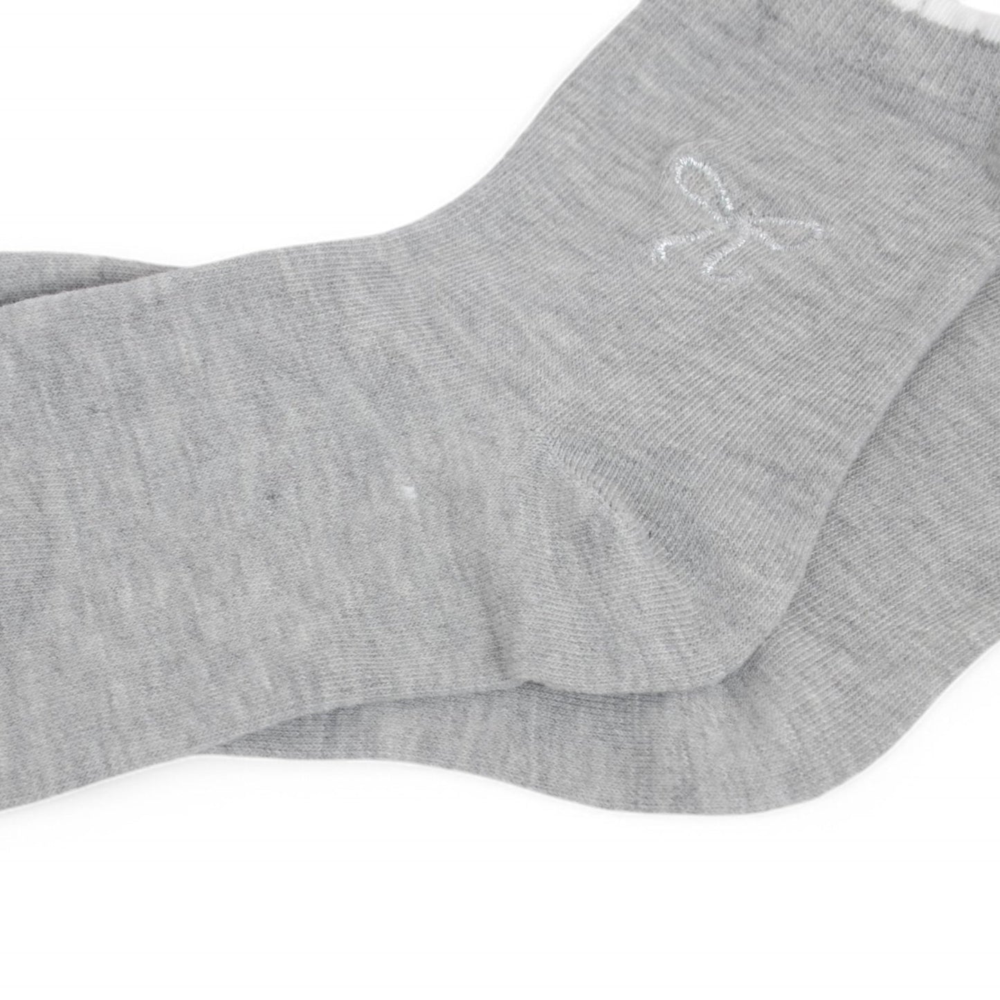 3-Pack Soft Knit Ankle Socks with Scalloped Trim and Embroidered Bow Detail